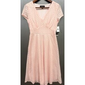 Perceptions Dress S Petal Pink Short Sleeve Midi Coquette Feminine Romantic New